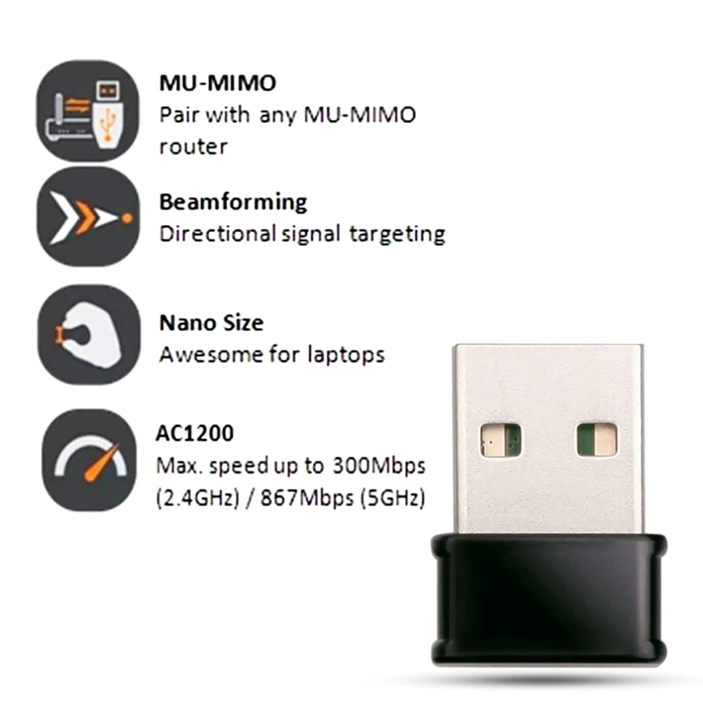 USB 2,0 1200 Мбит/с Wifi адаптер двухдиапазонный 5,8 ГГц 2,4 ГГц 802.11AC RTL8812BU Wifi антенна ключ сетевая карта для ноутбука Настольный