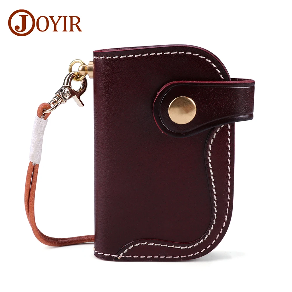 Бумажник JOYIR для ключей из натуральной кожи, для ключей, ключница на молнии, брелок для ключей в винтажном стиле, кошелек, держатель для карт