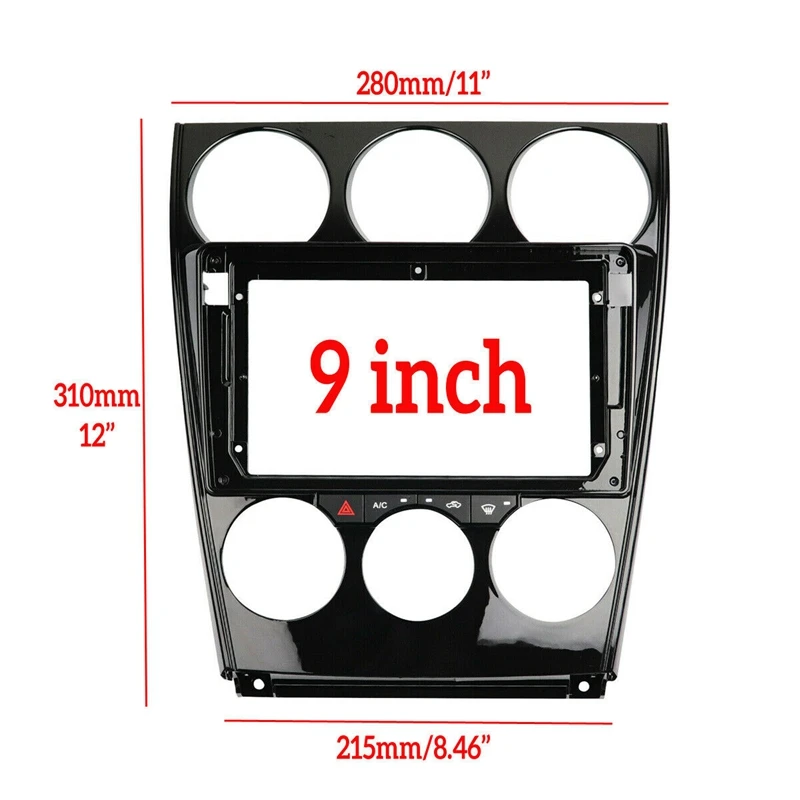 

2Din Car Audio Fascia Frame Adapter with AC Panel & Power Cable Canbus Big Screen DVD Fitting Dash Trim Kit for Mazda 6