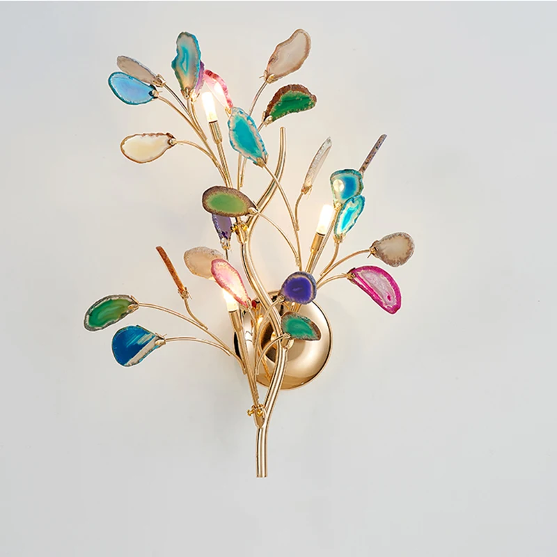 

Nordic Art Branches Agate LED Wall Lamp Color Living Room Bedroom Carnelian Wall Lights Modern Interior Lighting Decorative Lamp