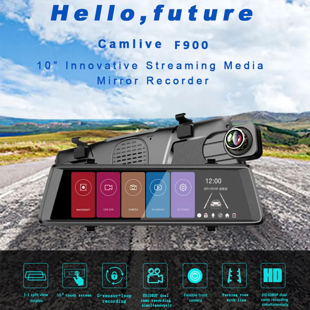 VEHEMO GP6248 1080P Android Dash Cam 4G 10 “поток Медиа Автомобильное зеркало заднего вида двойной