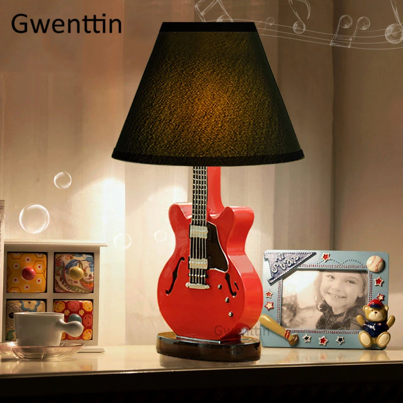 Мультяшные гитарные настольные лампы современная светодиодная подставка