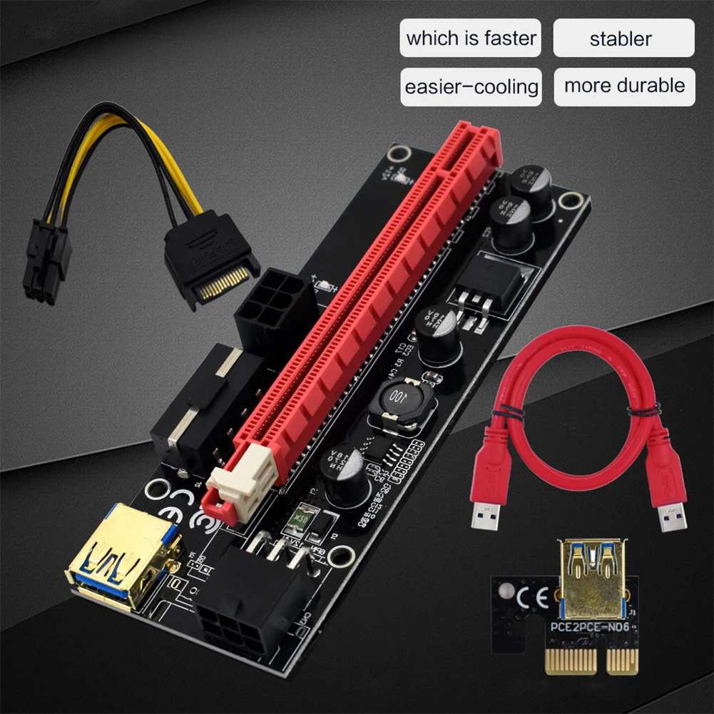 

Dual Layer PCI-E Multiplier Hub USB3.0 1 to 4 PCI Express 1x to 16x Extender Hub Computer Riser Adapter Converter Card Cable