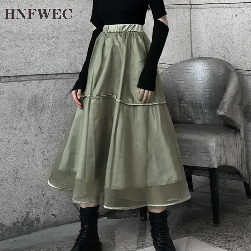 

2020 Spring Summer New Arrivals High Waist Solid Pattern Women Fashion Casual Loose Ankle Length A-line Skirt U416
