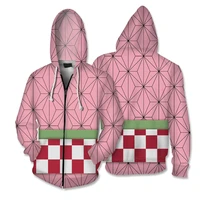 anime 3d printed hoodies demon slayer kimetsu no yaiba cosplay costume unisex zip up hooded autumn streetwear jacket outwear