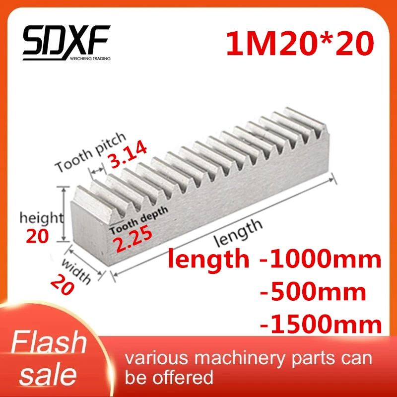 1Mod 20*20 500/1000 мм/1500 мм Точная Шестерня cnc стойка (прямые зубья) зубчатая станок с
