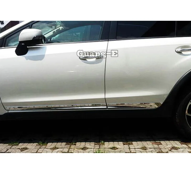 Для Subaru XV 2012 2013 автомобильный Стайлинг Боковая дверь обшивка кузова палка ABS хромированная накладка молдинга потоковая панель бампер 4 шт