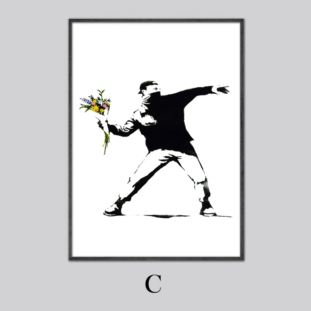 C NOOG Banksy постеры и печать, современная живопись на холсте, Морден-либерализм, настенное искусство для скандинавских гостиной, спальни, домашний декор, часть 1 - Цвет: C