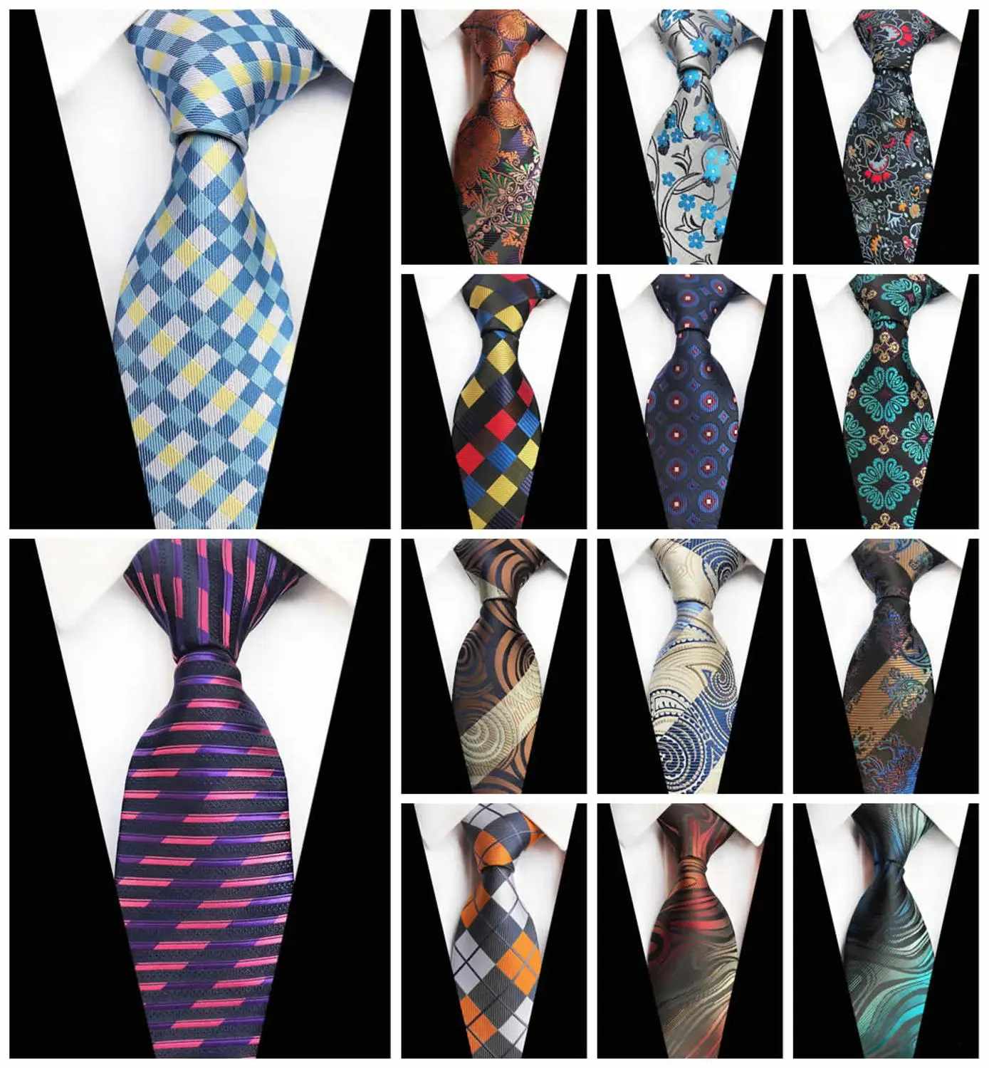 Модные свадебные галстуки Пейсли клетчатые полосатые синие черные коричневые