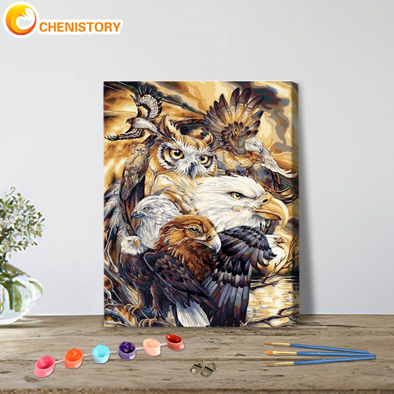 

CHENISTORY Oil Painting Eagle Animal For Adult Handpainted Home Decoration Pictures By Number Drawing On Canvas Wall Unique Gift