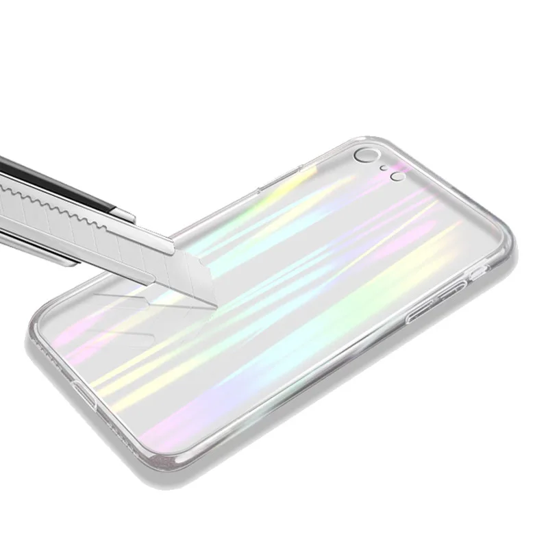 Градиентный Радужный лазерный чехол для телефона iPhone X XS Max XR прозрачные мягкие