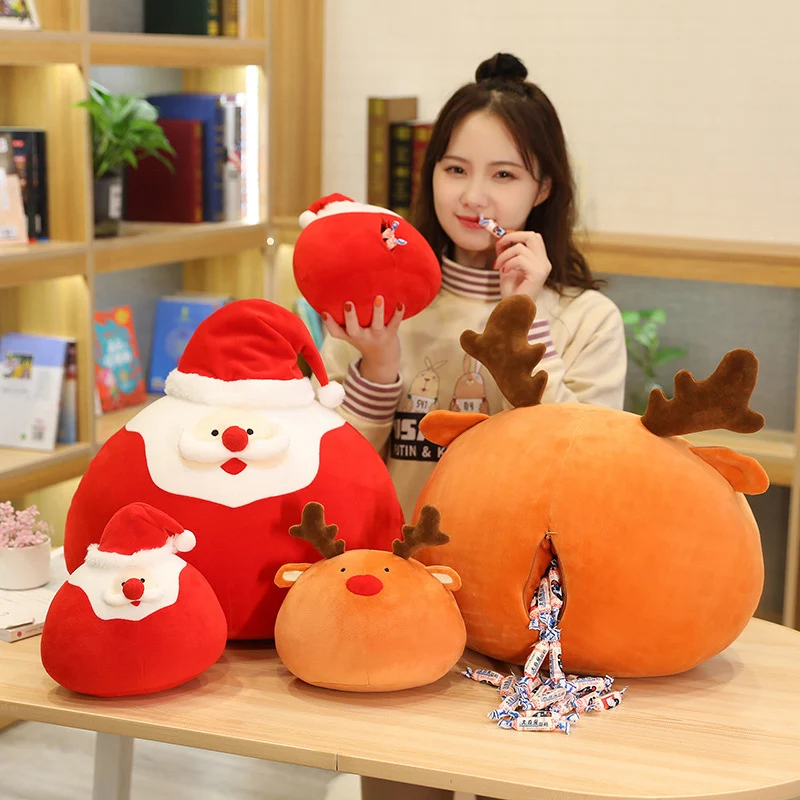 

2021 new Santa Claus plush toy doll Elk can intervene in the pillow, warm your hands and cover the pillow, female Christmas gift