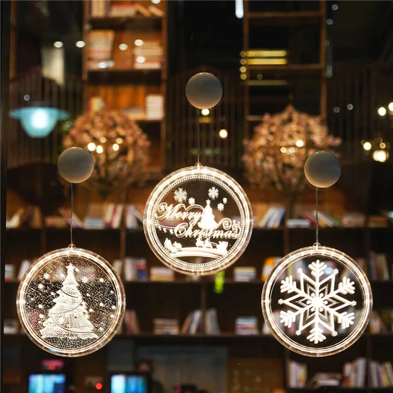 

Рождественский подвесной светильник на присоске, украшение для вечерние на батарейках для улицы/дома