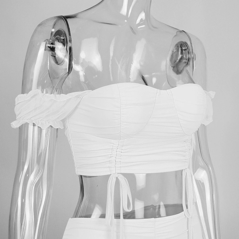 

Fyrneh Women Lovely Street Wear Slash Neck Off Shoulder Top And High Waist Shorts Bodycon Outfits Sexy Casual Two Piece Sets