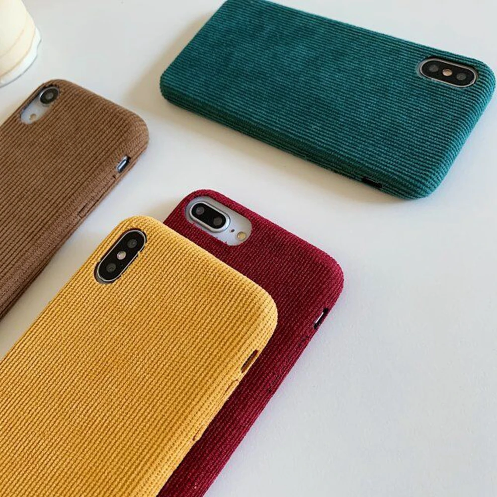Винтажная Вельветовая ткань чехол для iPhone Xs Max Xr хлопковая мобильные мягкие чехлы
