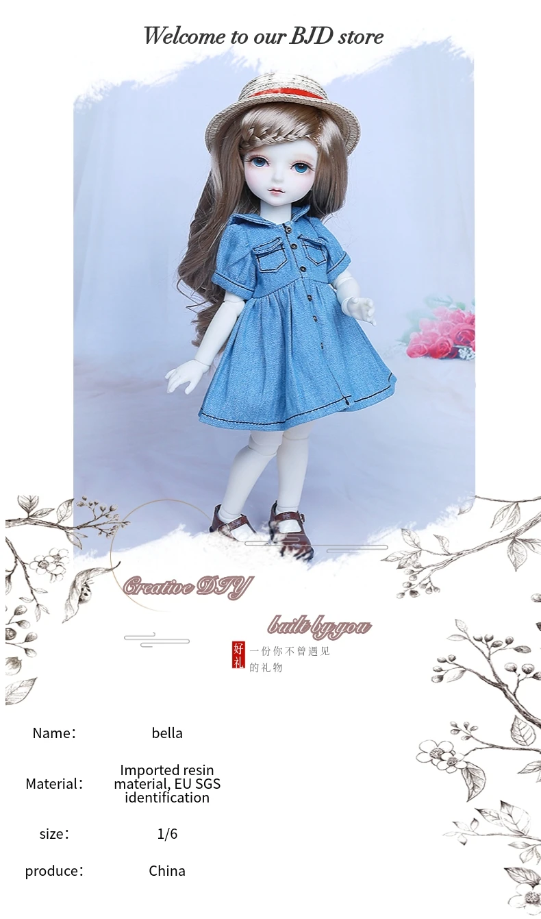 BJD кукла 1/6 Белла тела суставы Детские кухонные принадлежности дать глаза