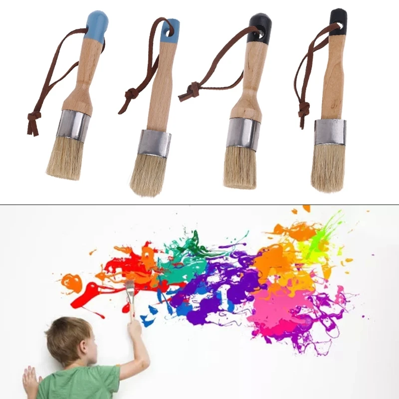 

2 предмета круглых и плоских Мел Краски воск кисточки эргономичная деревянная ручка с щетиной (Стоматологическая полировальная щетка)