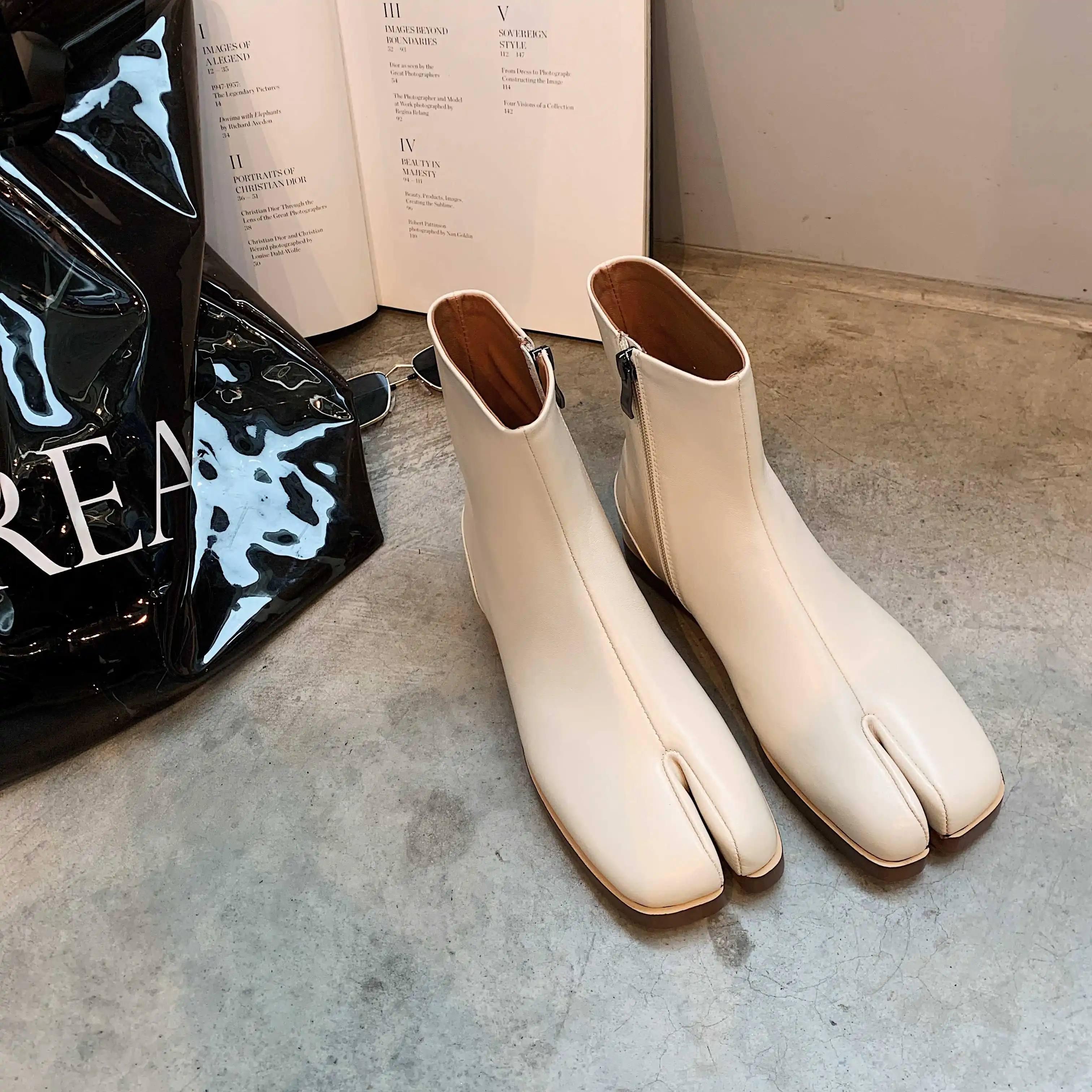 

Krazing Pot winter fashion popular genuine leather square toe low heels solid streetwear comfortable women zip ankle boots L00