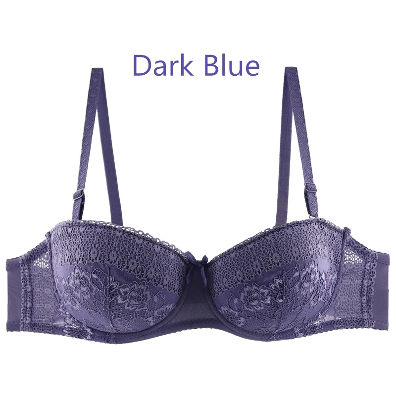 Dark Blue Beauwear Ladies Secret сексуальный Деми Балконный бюстгальтер для женщин кружевной хлопковый бюстгальтер на косточках размера плюс A B C D 75 80 85 90 большая грудь - Цвет: Dark Blue