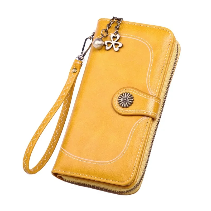 

2021 Long Women's Wallet Retro Purses Female Purses Coin Purse Card Holder Wallets Pu Leather Clutch Money Bag Ladies Cardholder