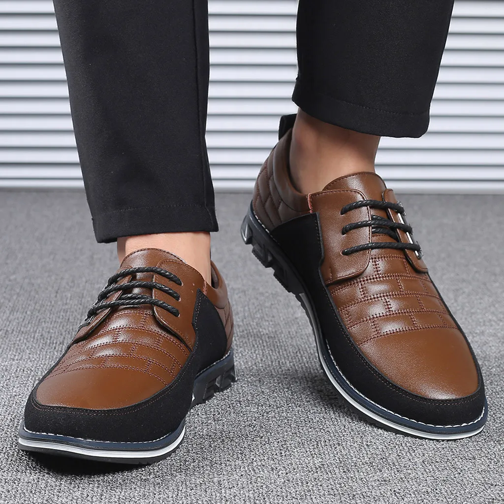 

2019New Shoes For Men Flats BigSize 39-48 Quality Pu Leather Men Shoe Fashion Casual Lace Up Formal Business Wedding Dress Shoes