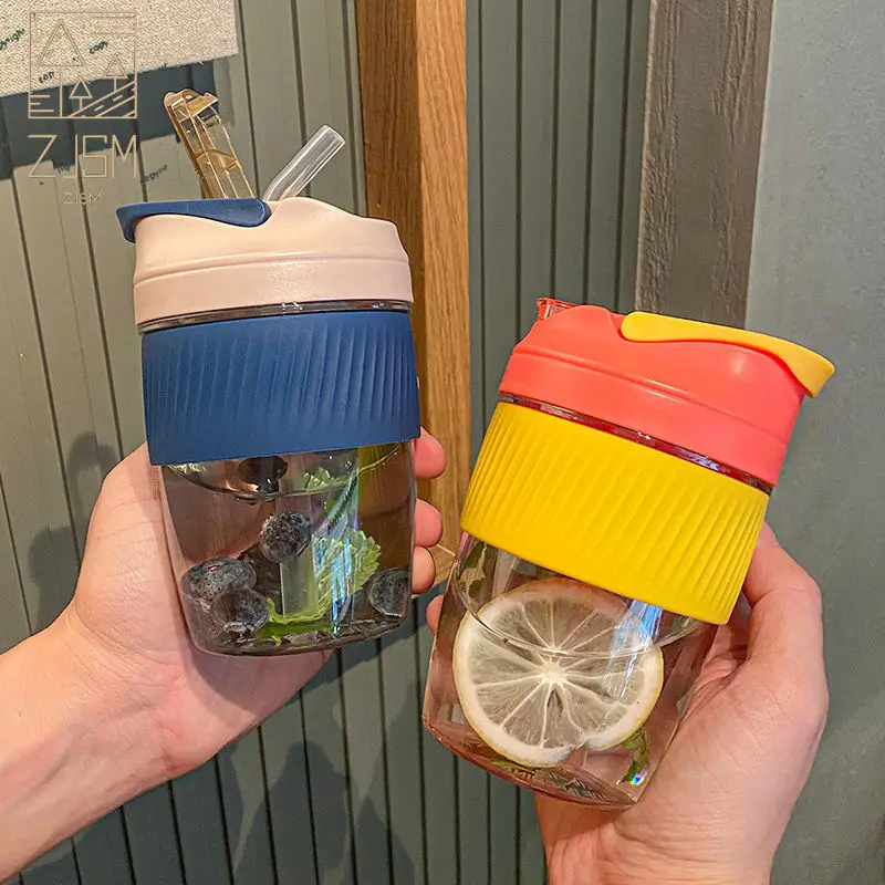 

Plastic Water Bottle 400ML/600ML Simple and Stylish With Straw Double Mouth Easy to Carry Anti-Fall Travel Camping Sport Bottle