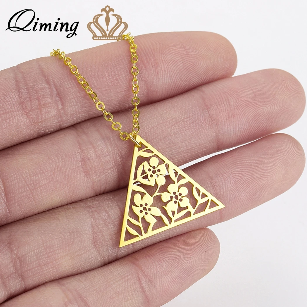 QIMING ретро геометрический треугольный ожерелье для женщин тибетские ювелирные