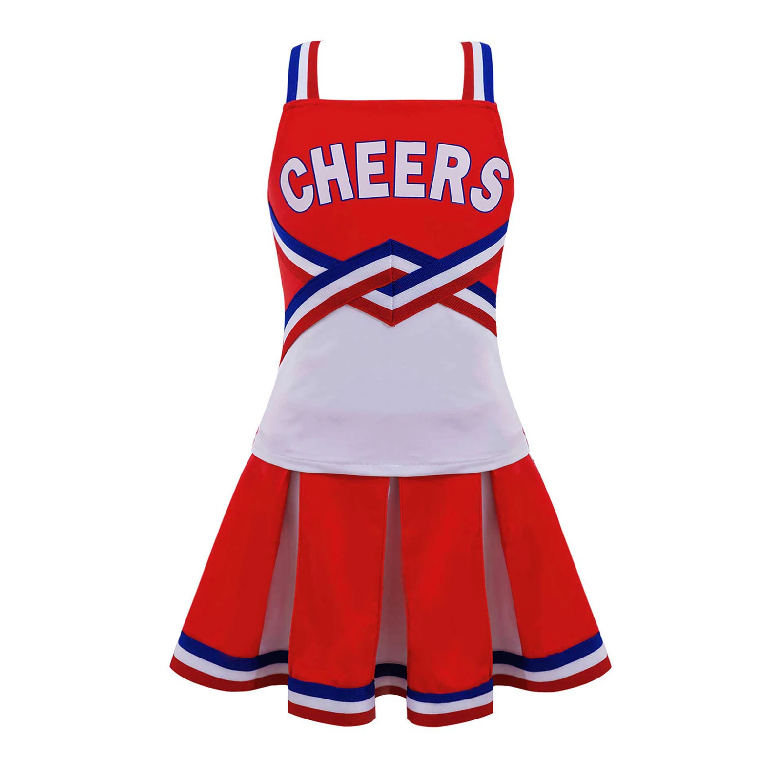 

Kids Girls Japanise Cheerleader Costume School Girl Dress Up Outfits Fancy Party Sets Cheer Leader Uniform for Stage Performance