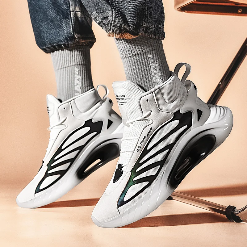 

2021 Autumn Winter Reflective Running Shoes Men High Top Sneakers Design Cushioning Outdoor Sport Shoes Zapatillas De Deporte