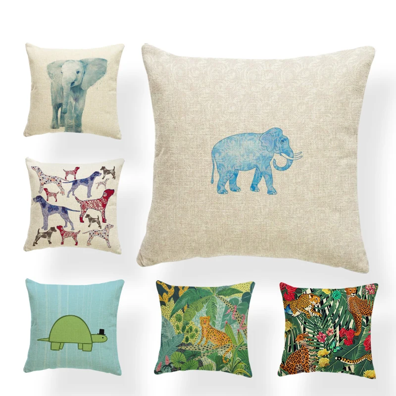 Мультяшная Персонализированная наволочка цветной слон леопард животное