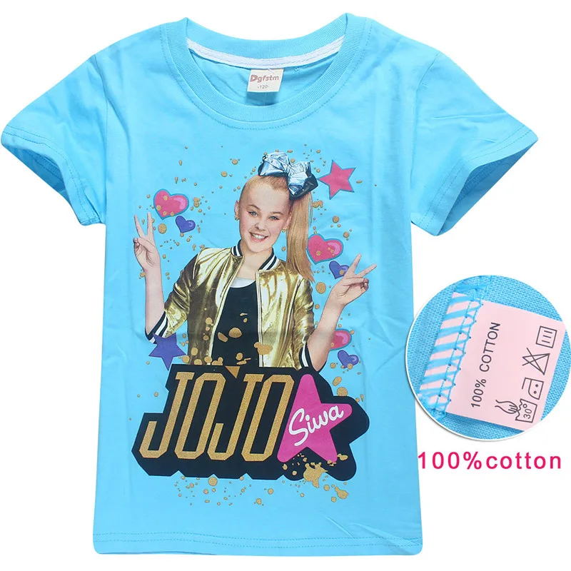 8356 blue От 5 до 12 лет JOJO Siwa/детская футболка для девочек футболка с короткими рукавами мягкая хлопковая одежда для подростков Детские футболки, одежда для девочек - Цвет: 8356 blue