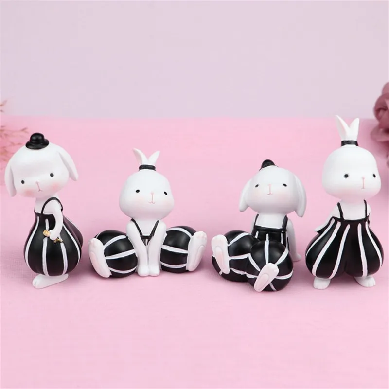 

Cute Rabbit Home Ornaments Living Room Kitchen Desktop Table Decoration Miniature Hare Animal Resin Craft Car Accessories Decor