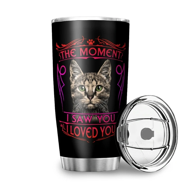 

600ML Stainless Steel Thermal Cup Pet Cat and Dog Head Printing Double Wall Vacuum Car Cup Reusable Water Cup Coffee Cup