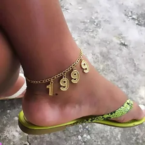 Ножной браслет для женщин, из нержавеющей стали, золотистый, ножная цепочка, Ювелирное Украшение на день рождения