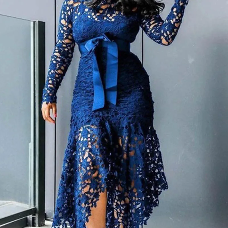 Lace Long Dress 3 Кружевное платье, длинное винтажное платье для вечеринки, сексуальное черное платье, большие размеры, большие S-5XL, женское Сетчатое платье с дырочками, платье макси в африканском стиле для девушек - Цвет: Lace Long Dress 3