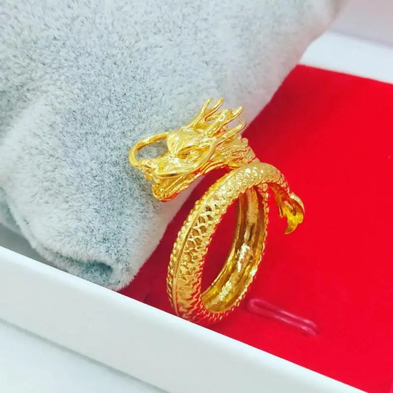 Дракон и Феникс пары кольцо песок золото открытый регулируемые большие кольца