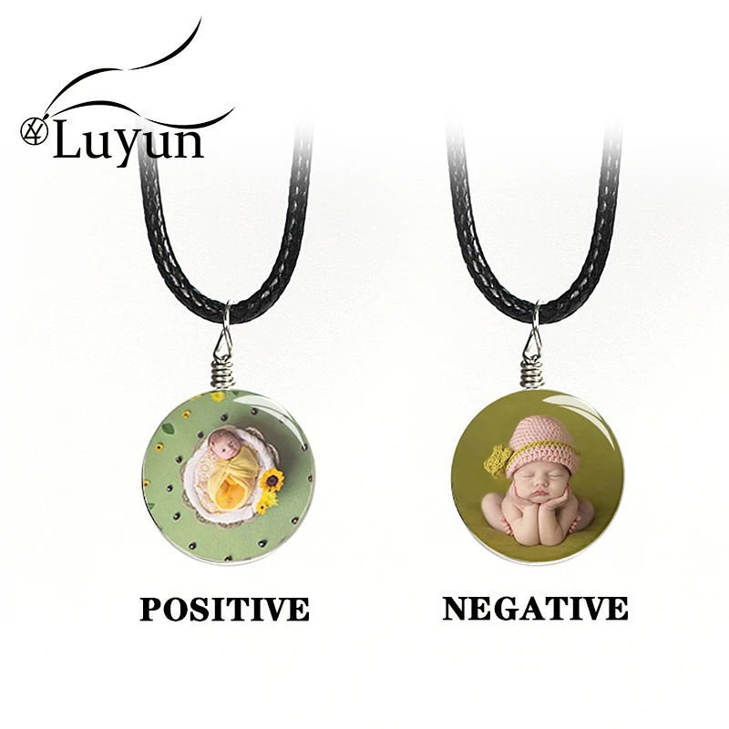 Luyun Double-sided Crystal Necklace personality Jewelry women's Custom Photo Goliday Gift |
