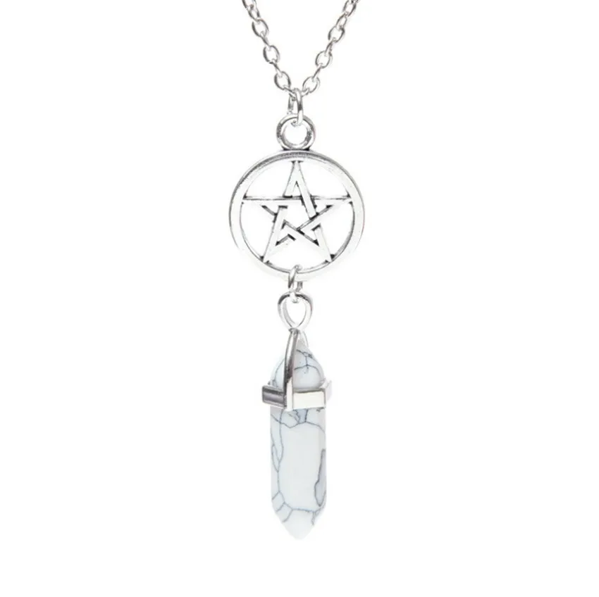 FYJS уникальное серебро звезда шестигранная колонна зеленый бирюзовый камень