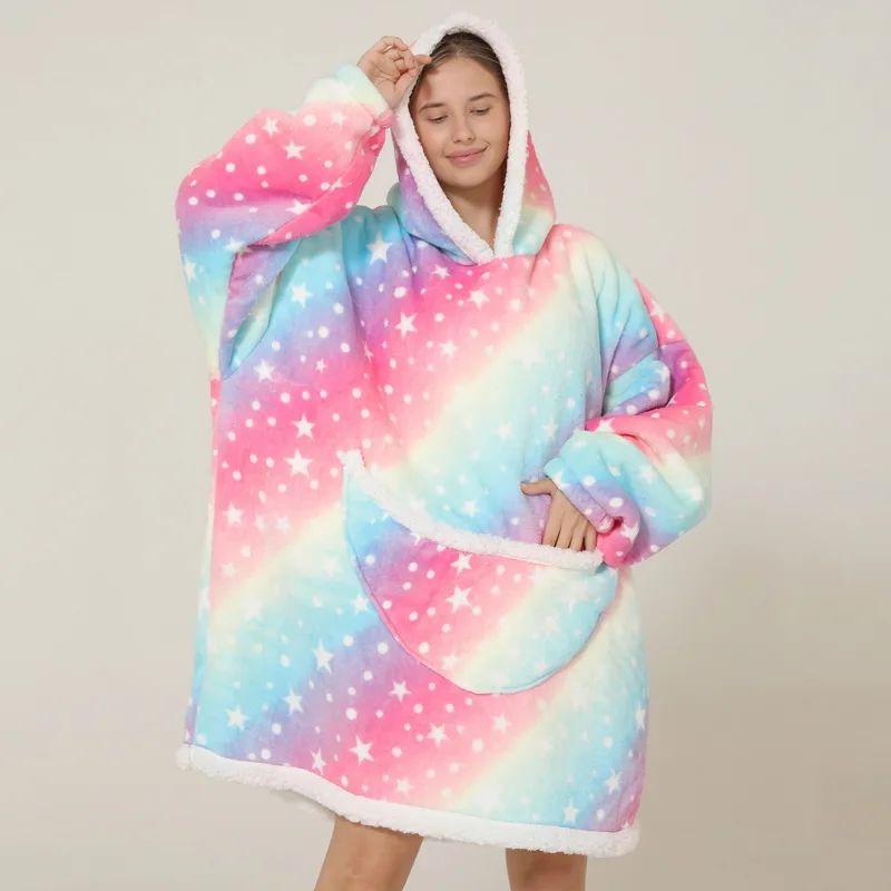 Женское одеяло с капюшоном зимнее Флисовое рукавами | Женская одежда