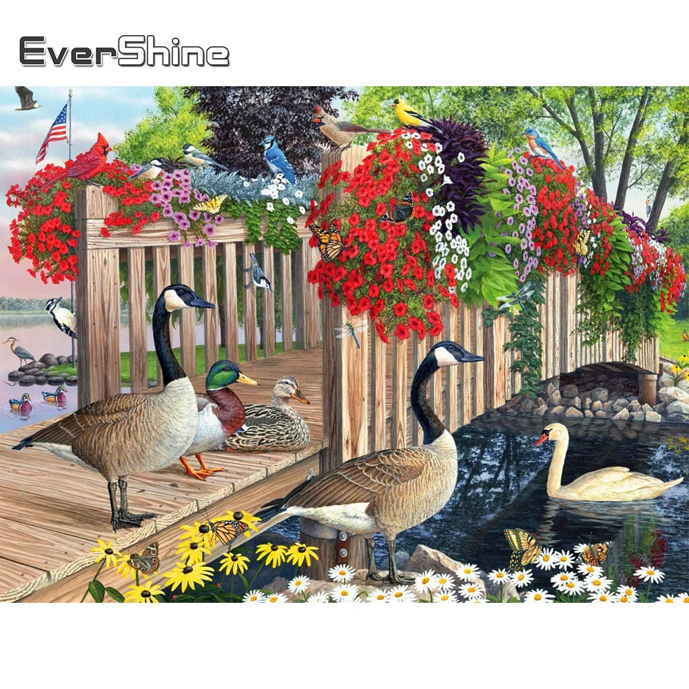 

Алмазная 5D Вышивка «сделай сам» Evershine, утка, животные, вышивка крестиком, картина для сада, Новое поступление, мозаика, распродажа, подарок на...