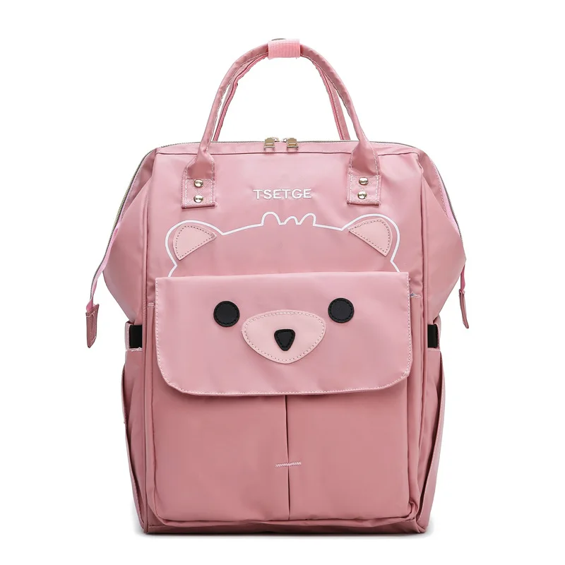pink Kawaii Bear Mommy рюкзак, водонепроницаемая сумка для ухода за ребенком, Большой Вместительный рюкзак для путешествий, многофункциональная сумка для подгузников Rugzak - Цвет: pink