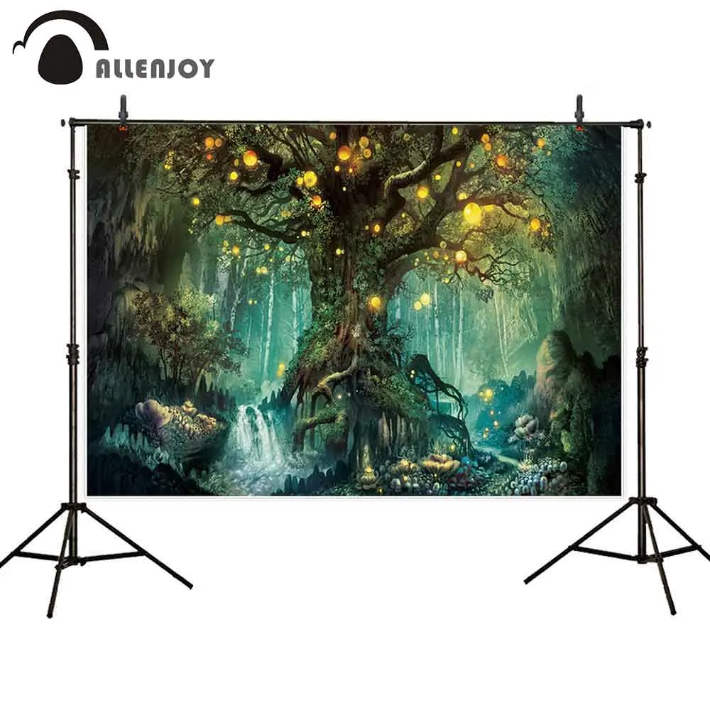 

Allenjoy photophone background Enchanted forest light nature mystic stone glitter professional backdrop photocall photobooth