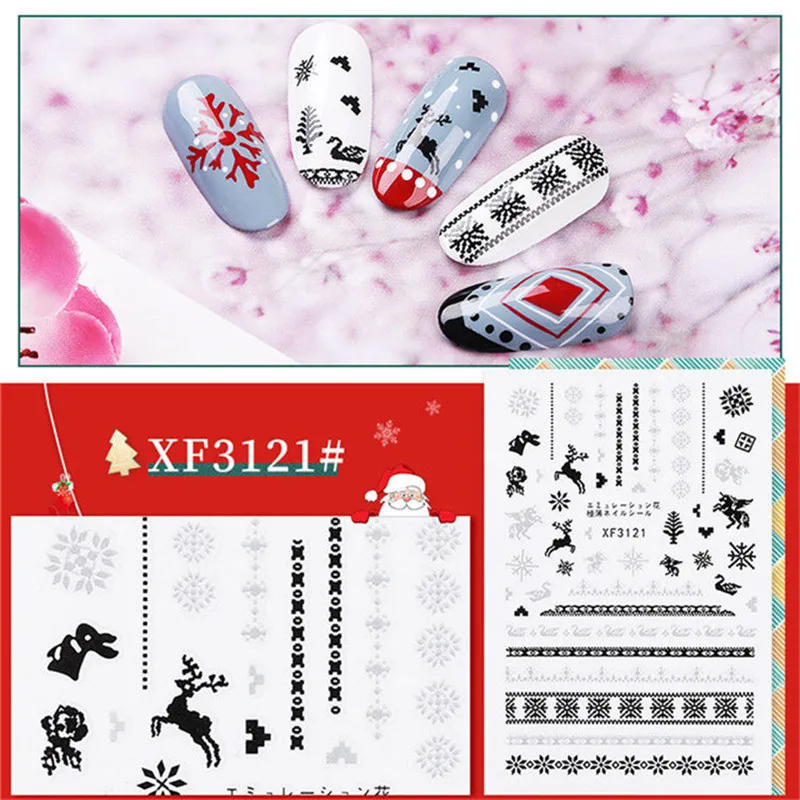 Новый дизайн ногтей стикер 3d слайдер татуировки рождественский стиль водная
