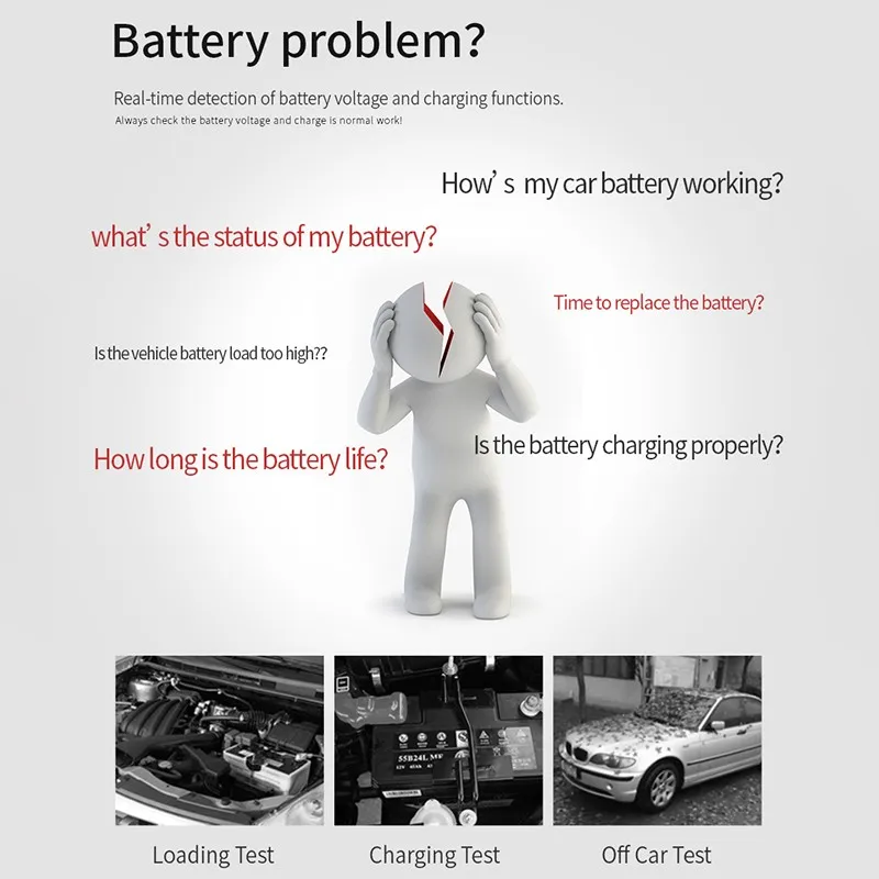 

2020 BM410 Car Battery Tester Clip 12V 24V Digital Test 6 LED Lights Display High Quality