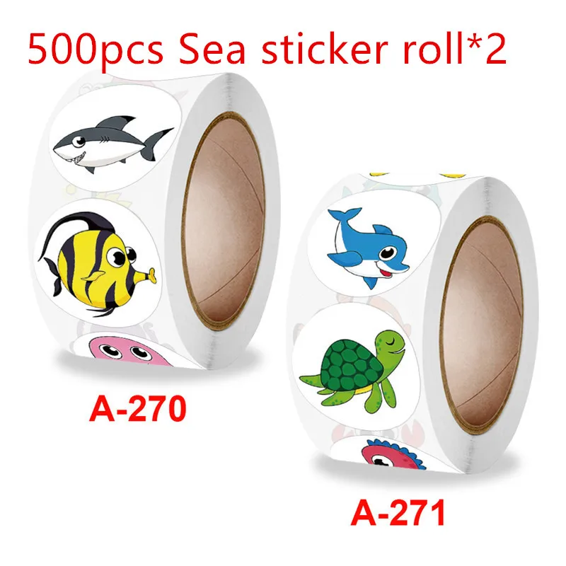 

1000pcs thank you sticker Sea fish Scrapbooking tape Stickers Festival Birthday Party Gift Decorations sealing Labels 2 rol