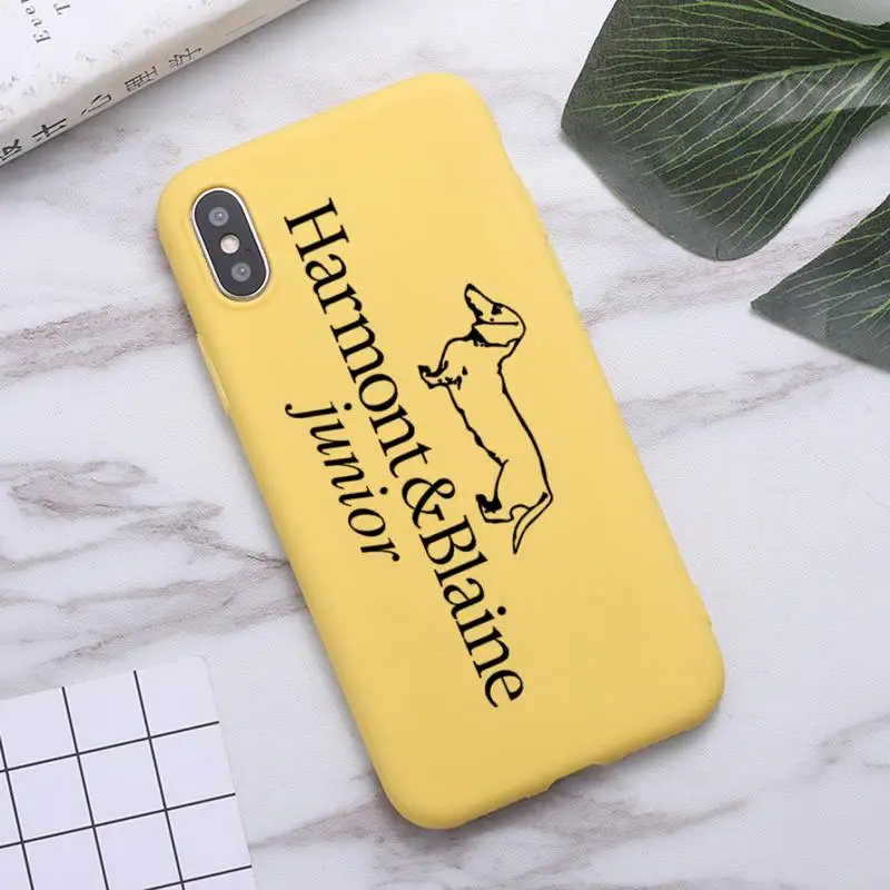 

USAKPGRT Italian brand H&B Phone Case for iPhone 11 Pro Max X XR XS 8 7 6s Plus Candy yellow Silicone Cases