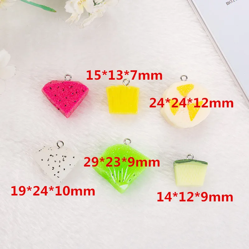 

12pcs DIY earring pendant Flatback resin bananaartifici fruit charm Jewelry necklace pendant for earrings diy Keychain parts
