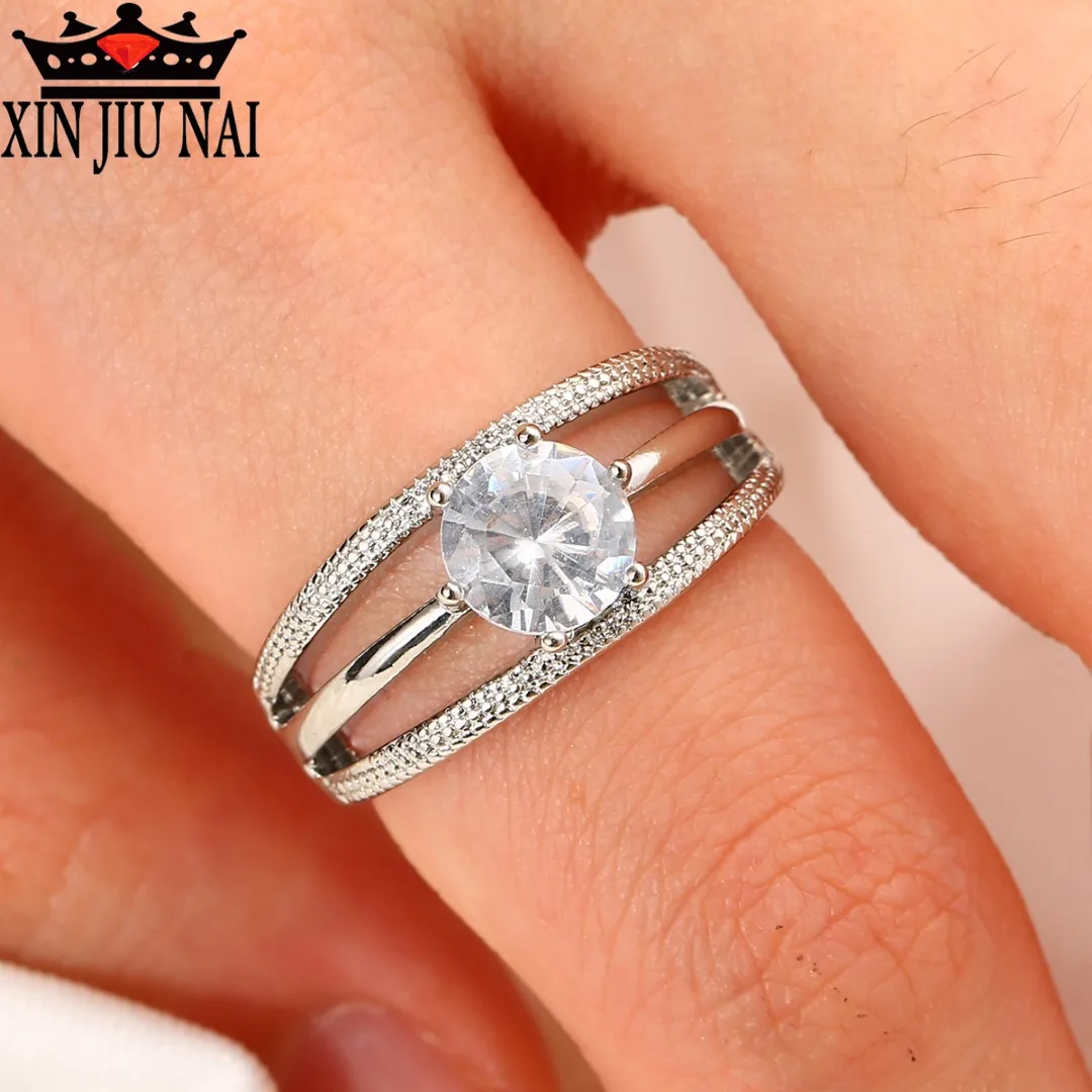 Одно карат австрийский кристалл кольцо розовое золото Простой Модный яркий