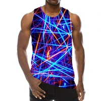 blue lines tank top for men 3d print psychedelic sleeveless pattern top graphic vest streetwear novelty hip hop tees
