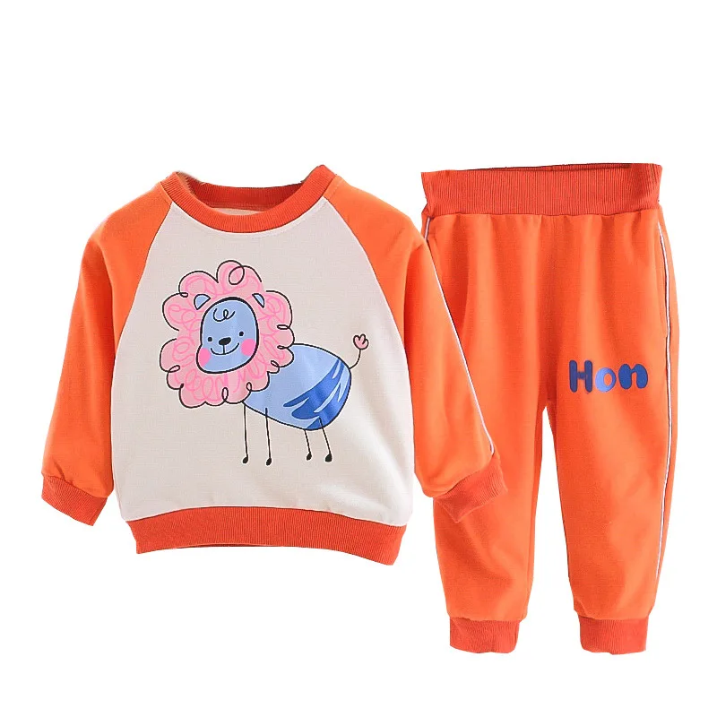 

Children's Clothing Spring Color-Blocking Long-Sleeved Cartoon Sweater Casual 2-Piece Suit For 1-4 Years Old Boys Girls Clothing